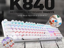 [ABKO] 유선 기계식 키보드, Hacker K840 레인보우 LED 조약돌 레트로 키캡 축교환, 청축 [블랙/USB]
